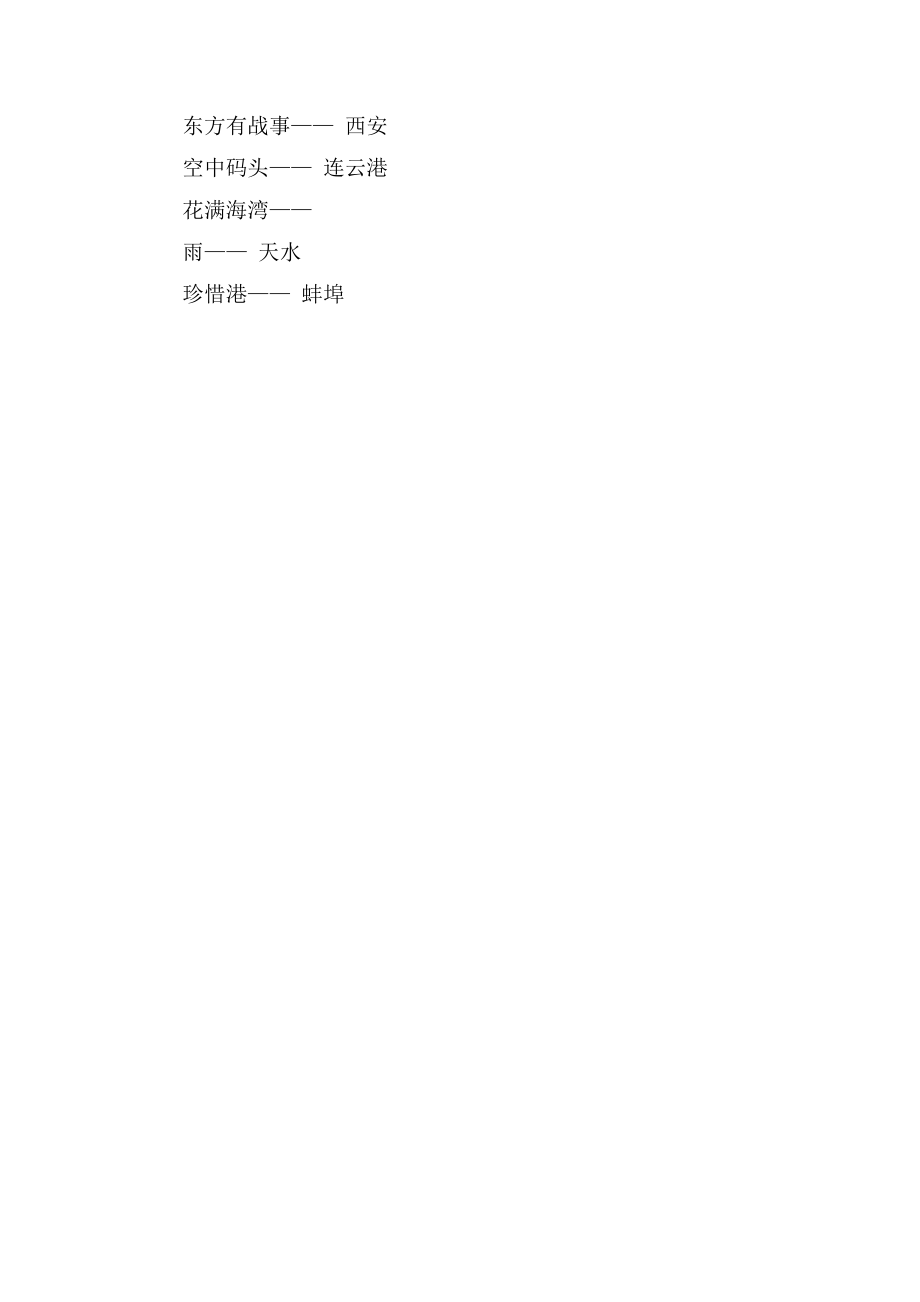 猜谜语大全及答案，地名篇